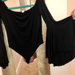 Black, long sleeve body suit